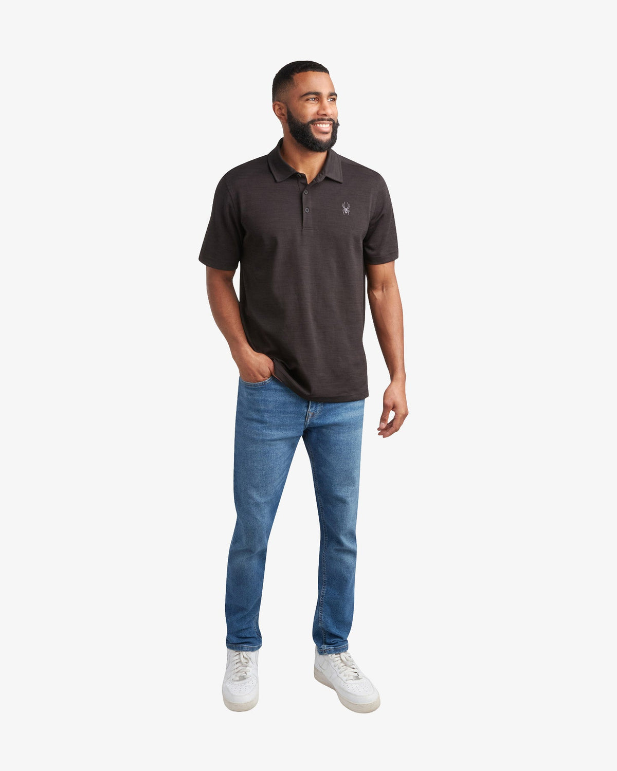 Men's Short Sleeve Tech Polo - Heather Black | Spyder Tops