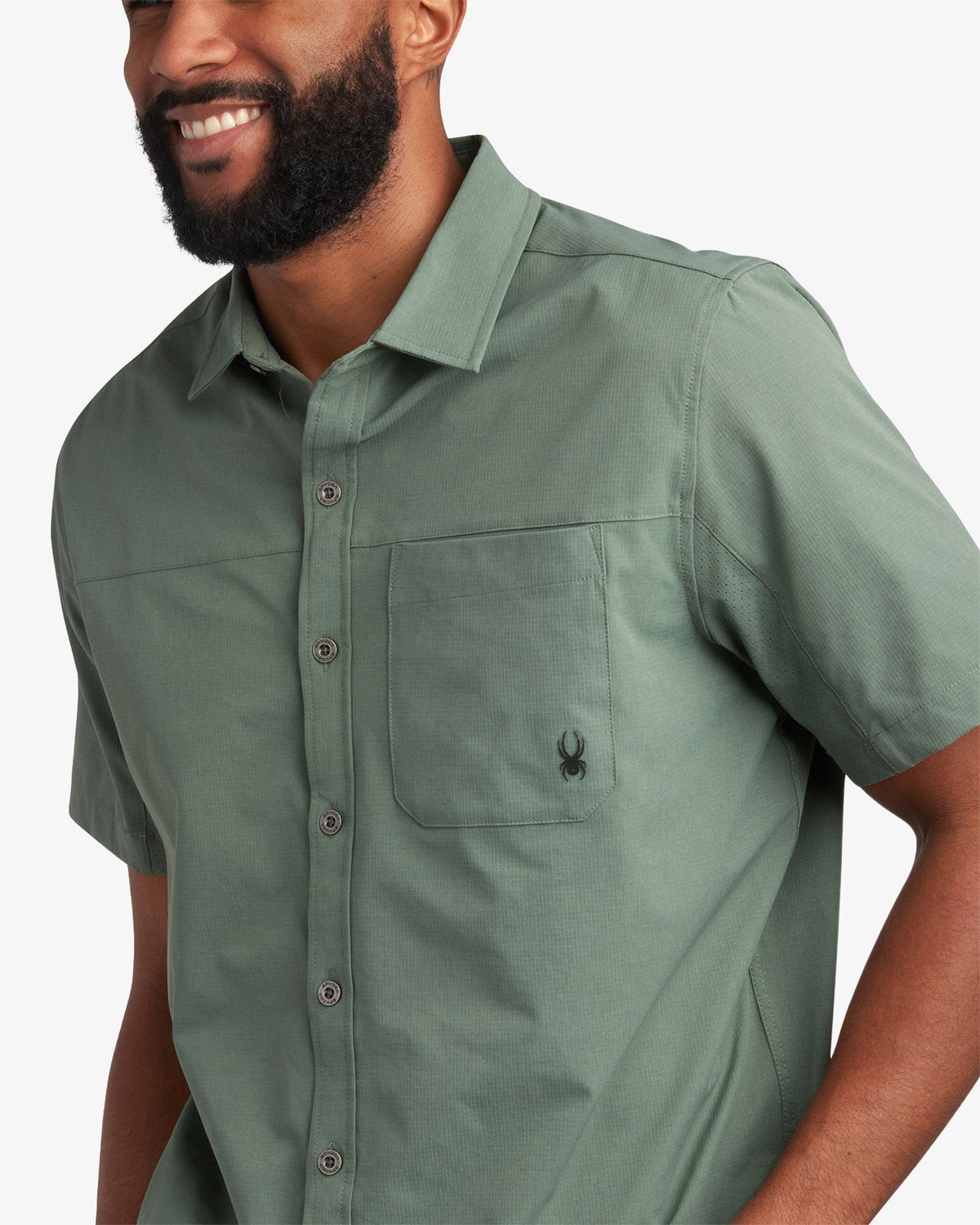 Men's Short Sleeve Ripstop Polo - Spruce Green | Spyder Tops