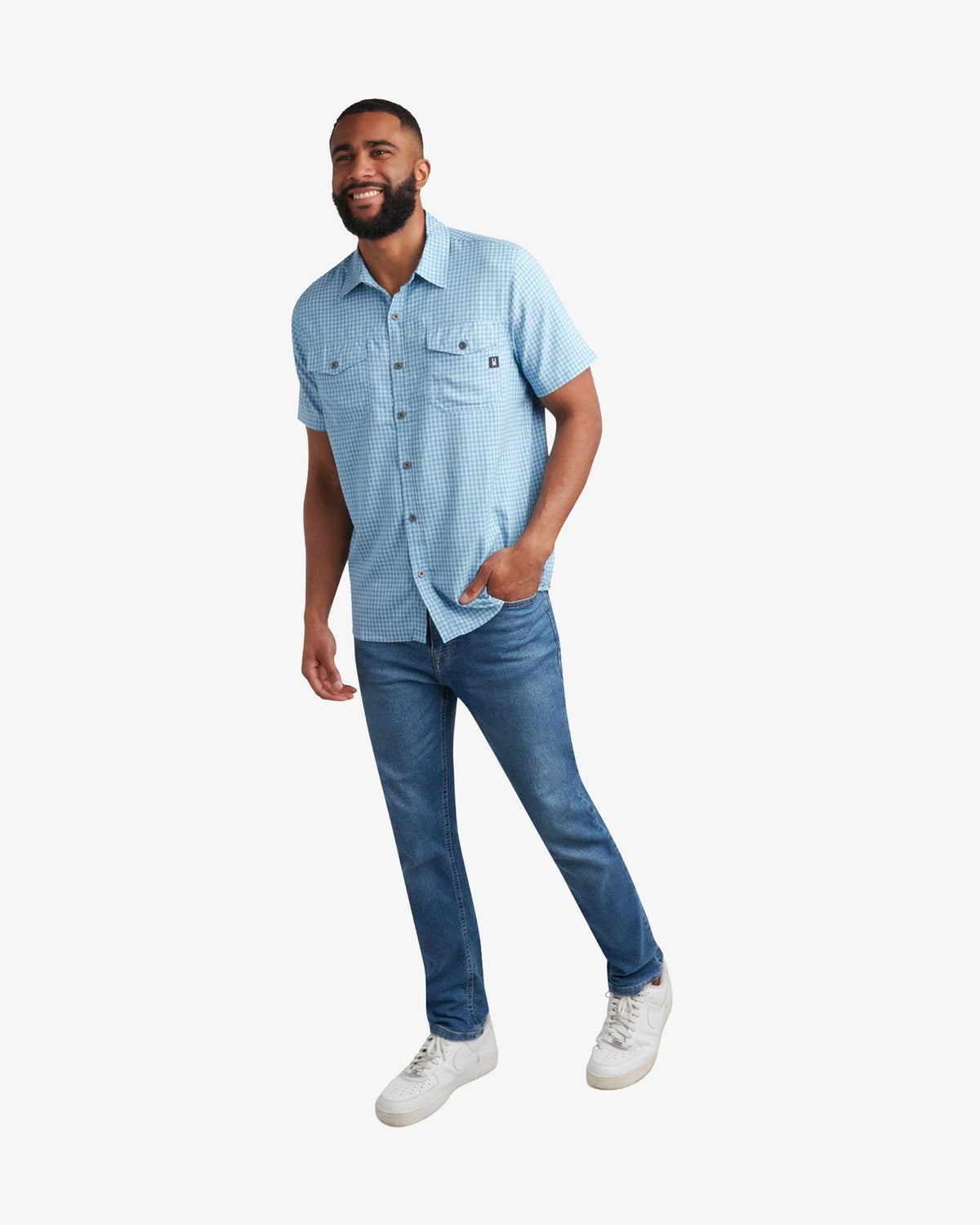 Men's Short Sleeve Mini Check Polo - Cobalt | Spyder Tops