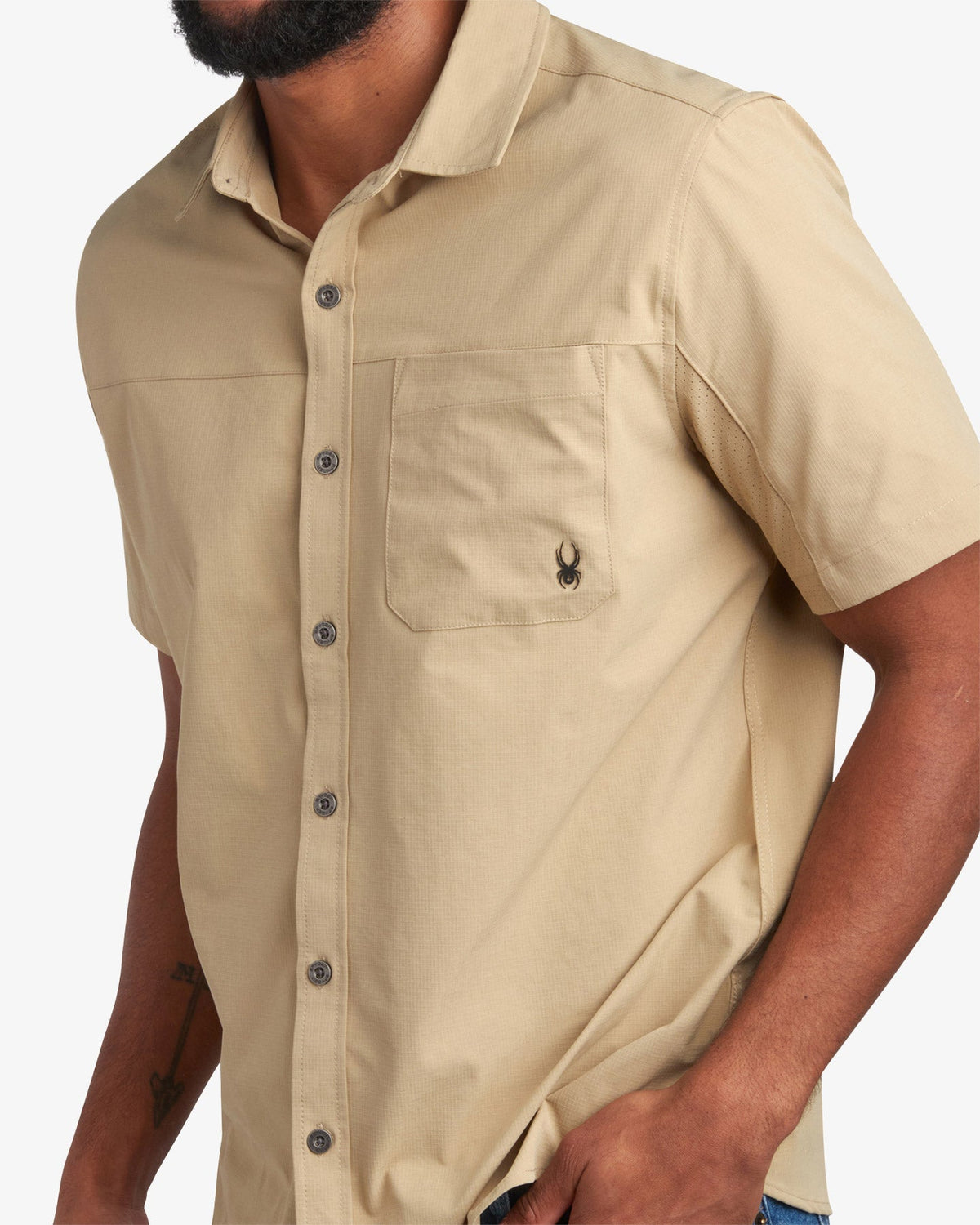 Men's Short Sleeve Ripstop Polo - Khaki | Spyder Tops