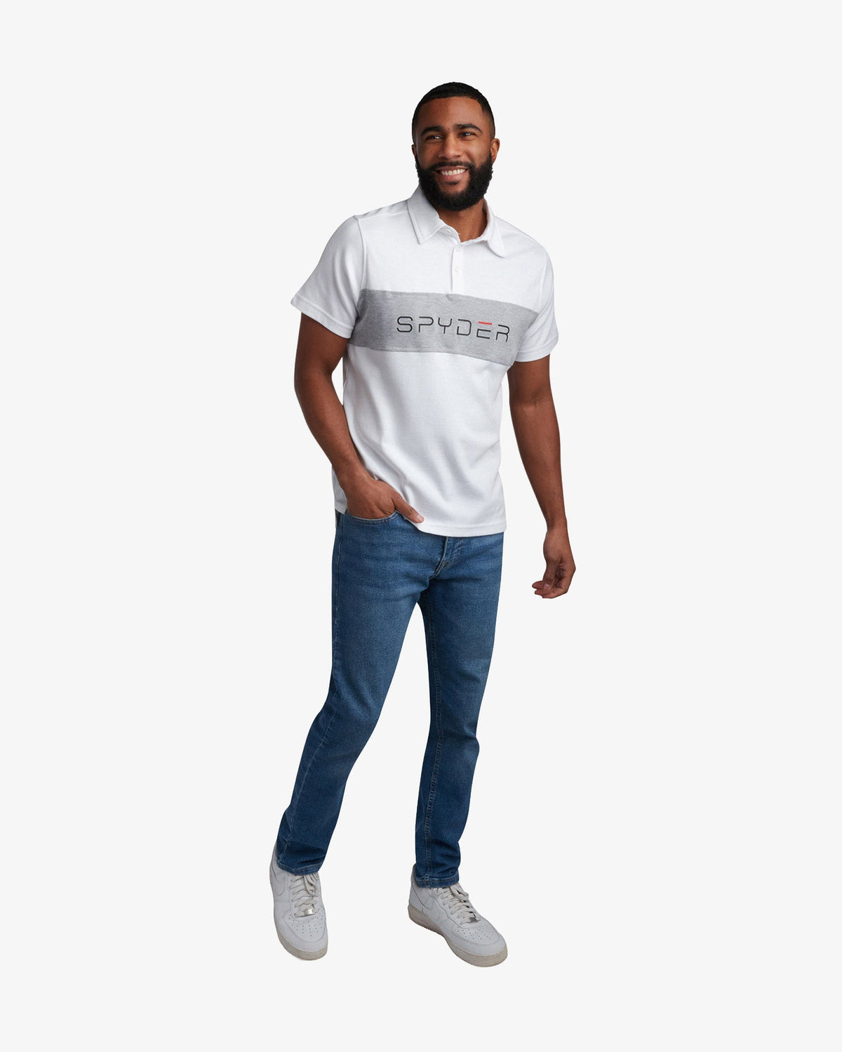 Men's Short Sleeve Color Block Polo - White | Spyder Tops