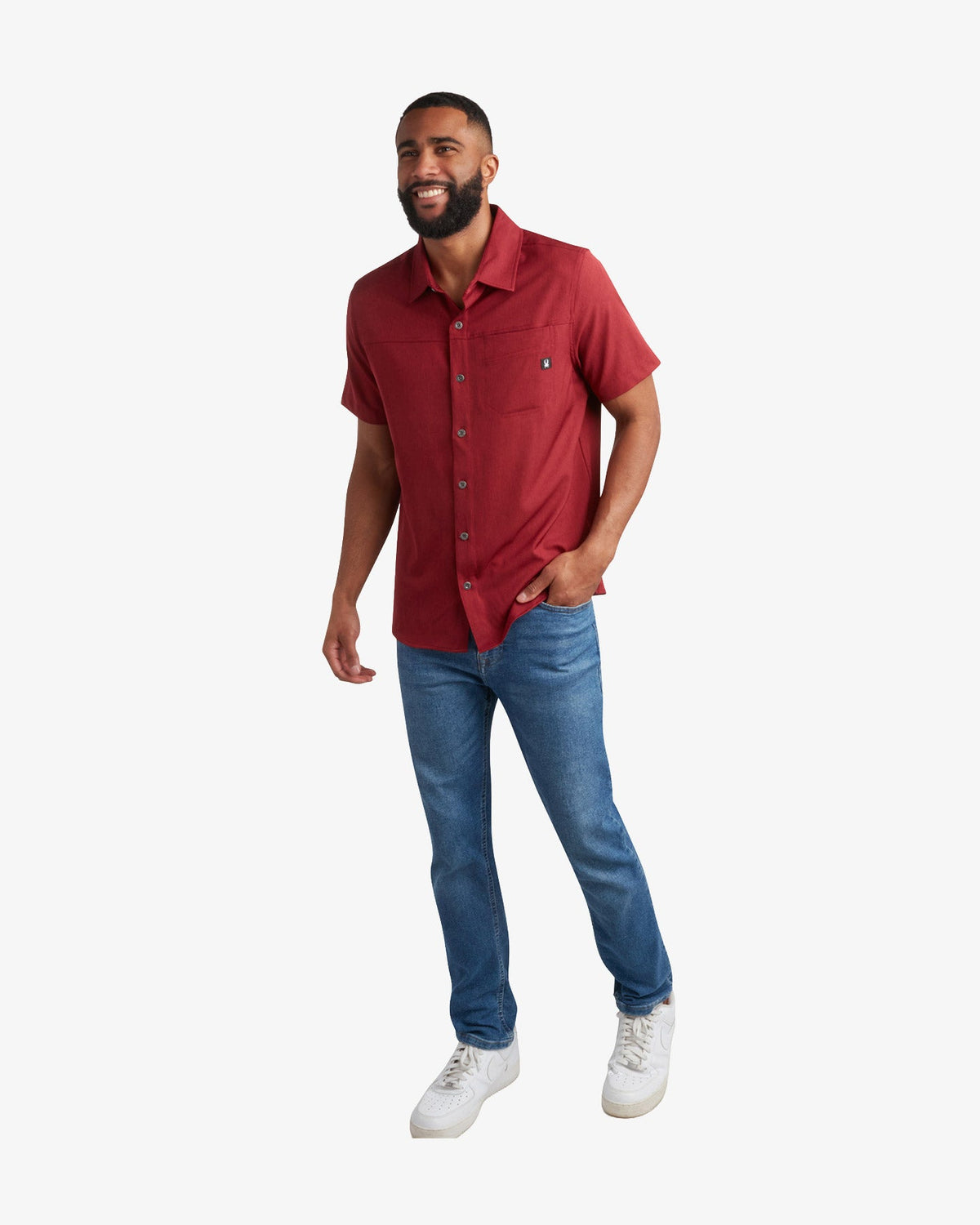 Men's Short Sleeve Mini Stripe Polo - Pomegranate | Spyder Tops