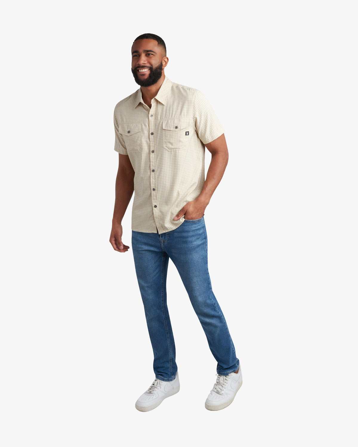 Mens Short Sleeve Mini Check Polo - Khaki | Spyder Tops