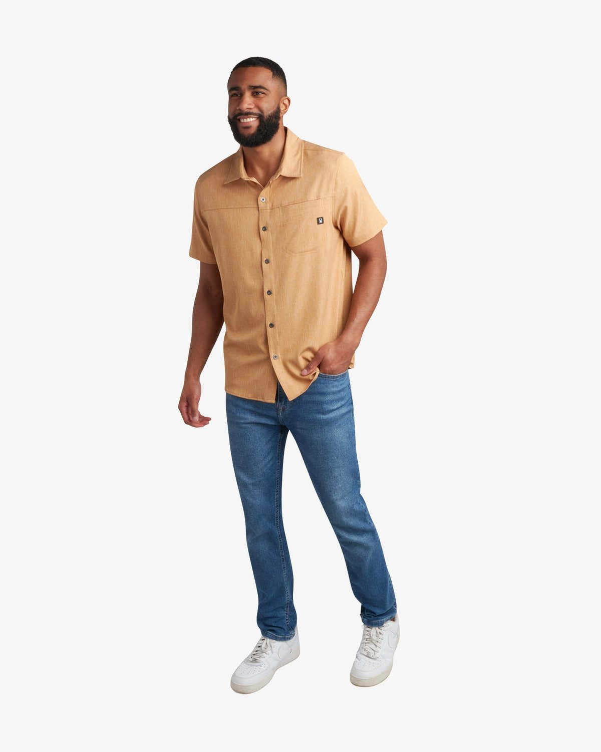 Men's Short Sleeve Mini Stripe Polo - Carmel | Spyder Tops