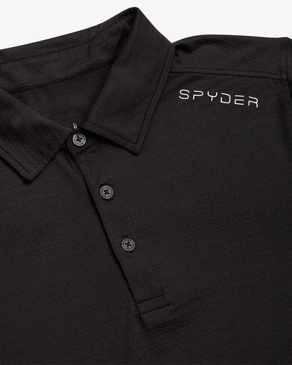 Men's Short Sleeve Jacquard Polo - Black | Spyder Tops