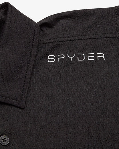 Men's Short Sleeve Jacquard Polo - Black | Spyder Tops