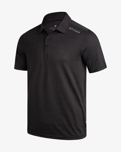 Men's Short Sleeve Jacquard Polo - Black | Spyder Tops