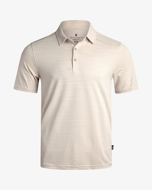 Men's Short Sleeve Jacquard Polo - Bone | Spyder Tops