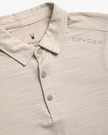 Men's Short Sleeve Jacquard Polo - Bone | Spyder Tops