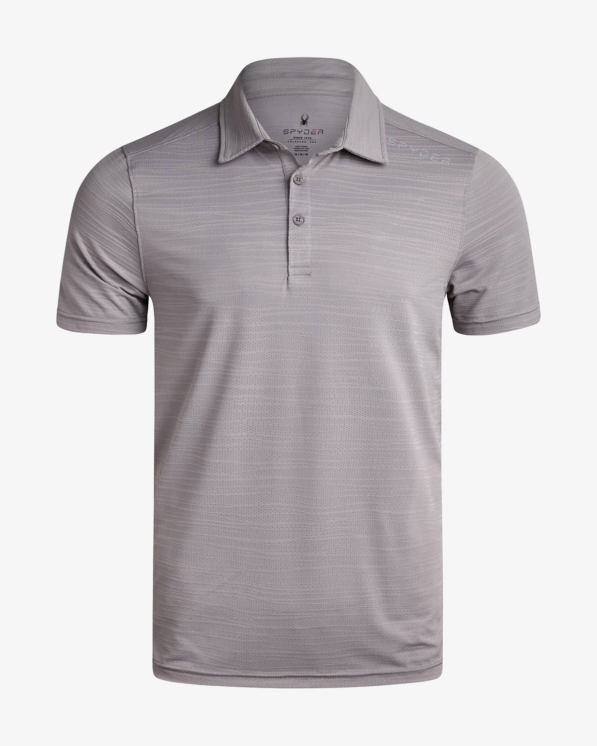 Men's Short Sleeve Jacquard Polo - Pewter | Spyder Tops