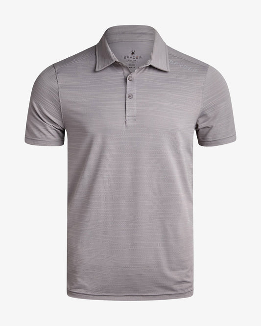 Men's Short Sleeve Jacquard Polo - Pewter | Spyder Tops