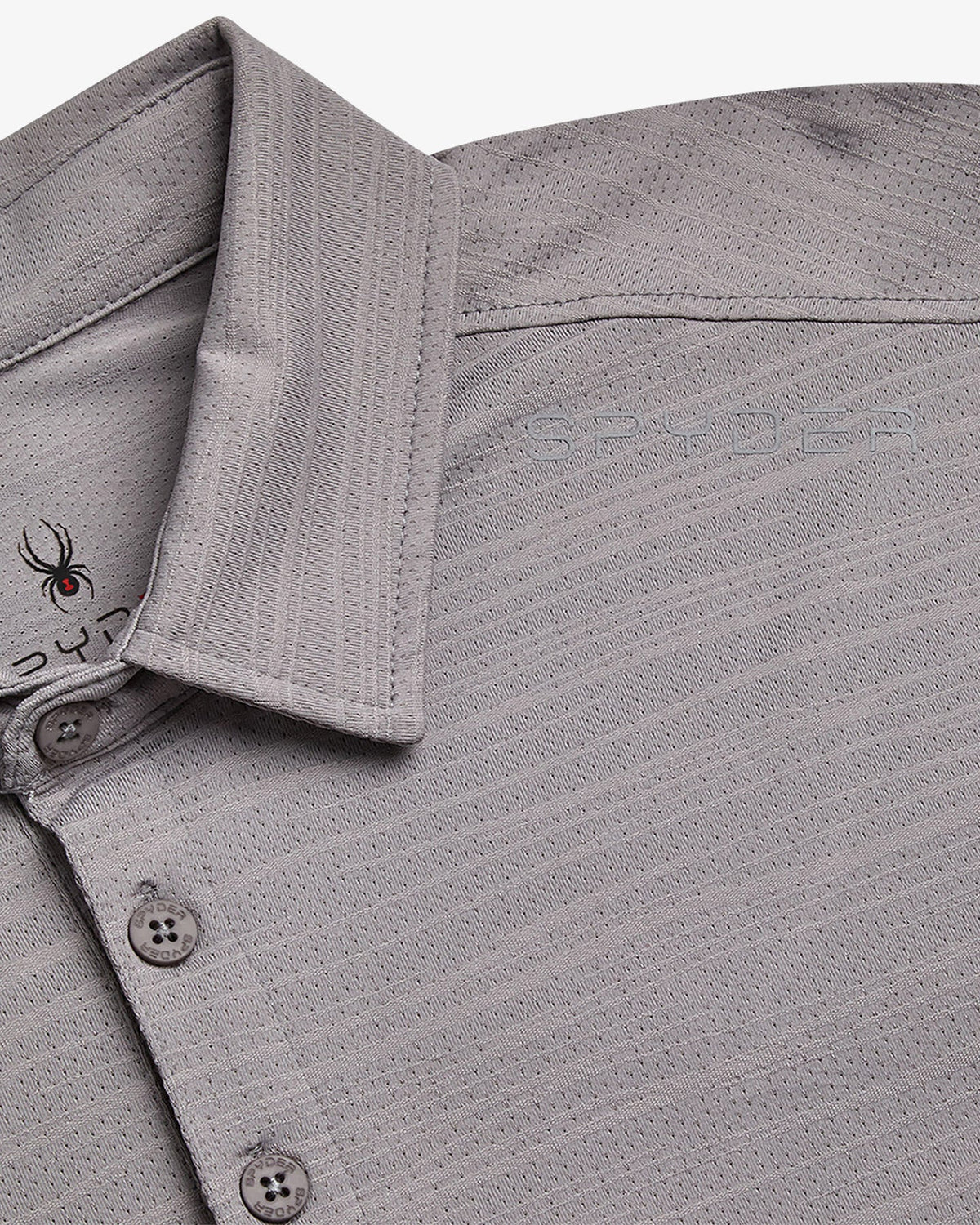 Men's Short Sleeve Jacquard Polo - Pewter | Spyder Tops