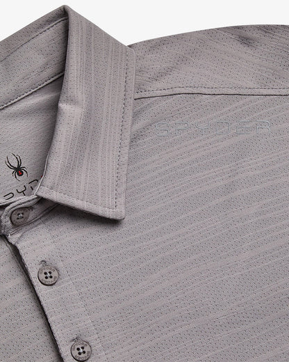 Men's Short Sleeve Jacquard Polo - Pewter | Spyder Tops