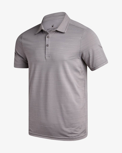 Men's Short Sleeve Jacquard Polo - Pewter | Spyder Tops
