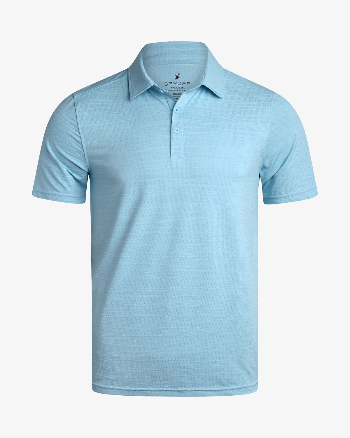 Men's Short Sleeve Jacquard Polo - Sky Blue | Spyder Tops