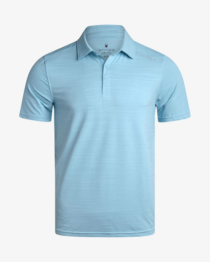 Men's Short Sleeve Jacquard Polo - Sky Blue | Spyder Tops