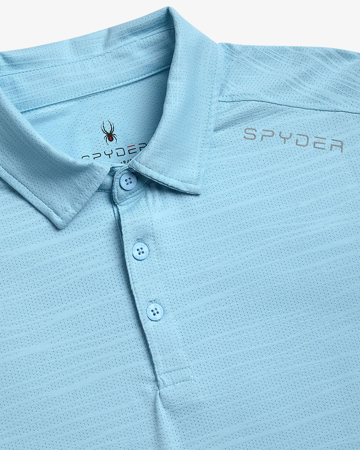 Men's Short Sleeve Jacquard Polo - Sky Blue | Spyder Tops