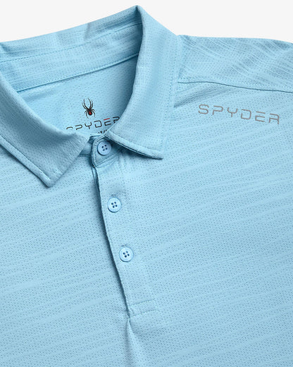 Men's Short Sleeve Jacquard Polo - Sky Blue | Spyder Tops
