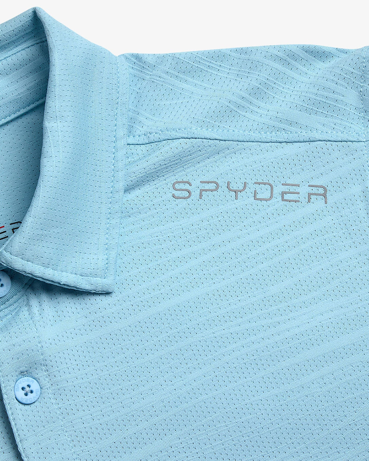 Men's Short Sleeve Jacquard Polo - Sky Blue | Spyder Tops