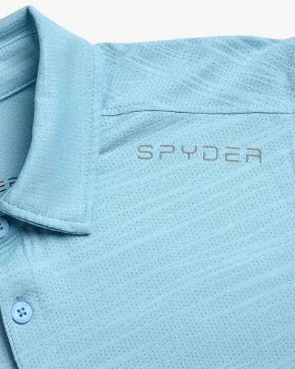 Men's Short Sleeve Jacquard Polo - Sky Blue | Spyder Tops