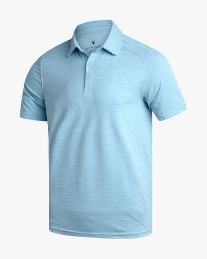Men's Short Sleeve Jacquard Polo - Sky Blue | Spyder Tops
