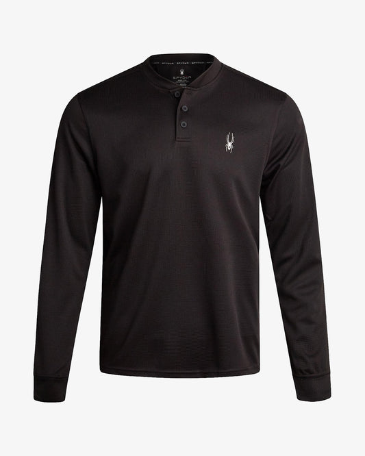 Men's Long Sleeve Thermal Henley - Black | Spyder Tops