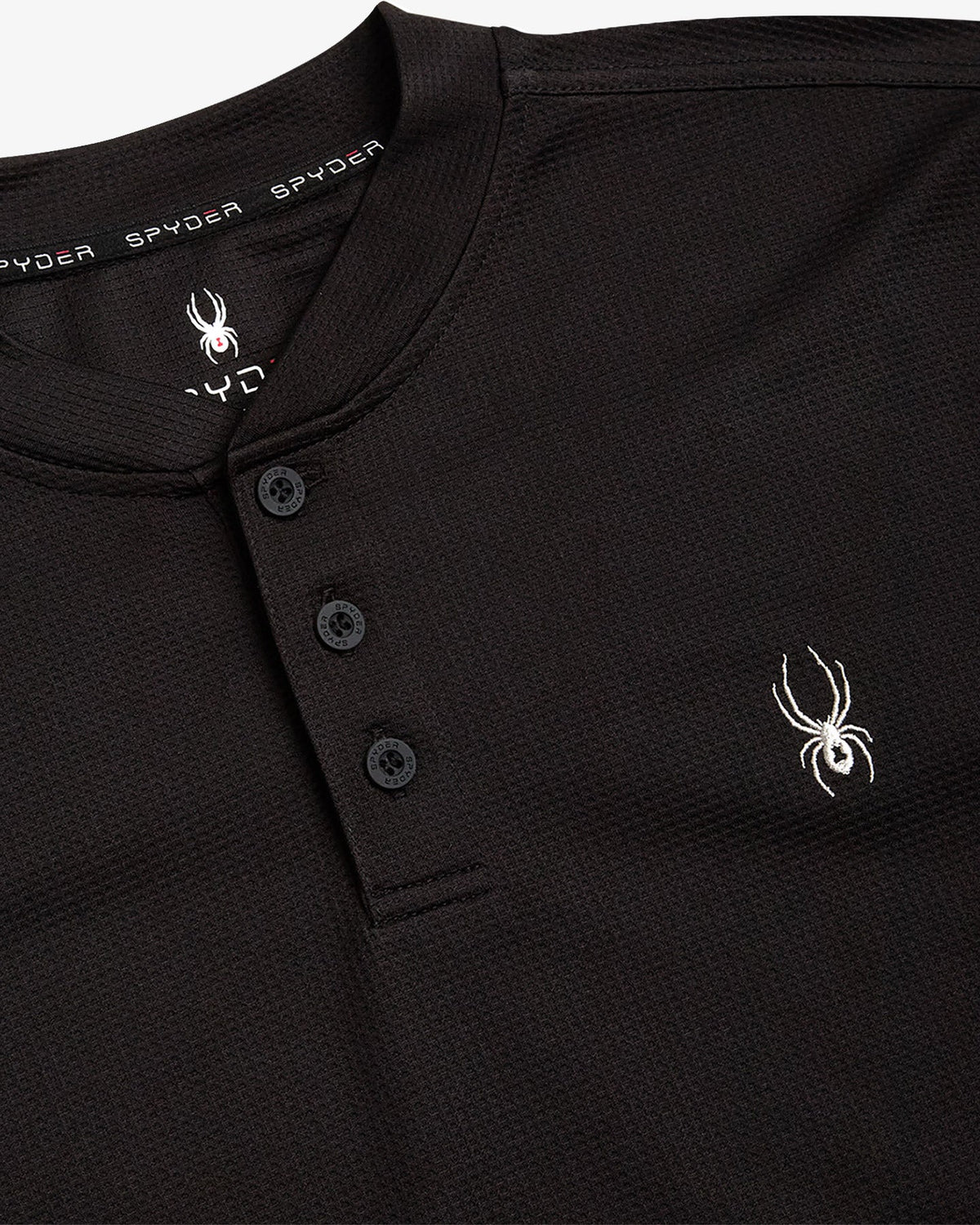 Men's Long Sleeve Thermal Henley - Black | Spyder Tops
