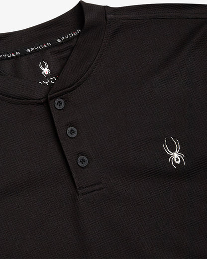 Men's Long Sleeve Thermal Henley - Black | Spyder Tops
