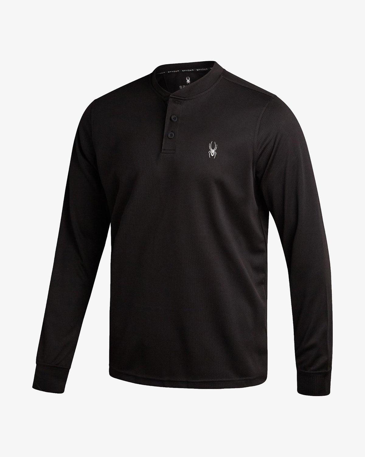 Men's Long Sleeve Thermal Henley - Black | Spyder Tops