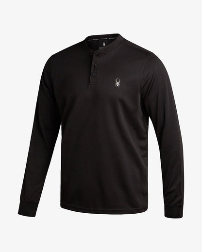 Men's Long Sleeve Thermal Henley - Black | Spyder Tops