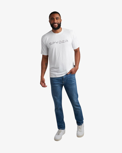 Men's Short Sleeve Wordmark Tee - White | Spyder Tops