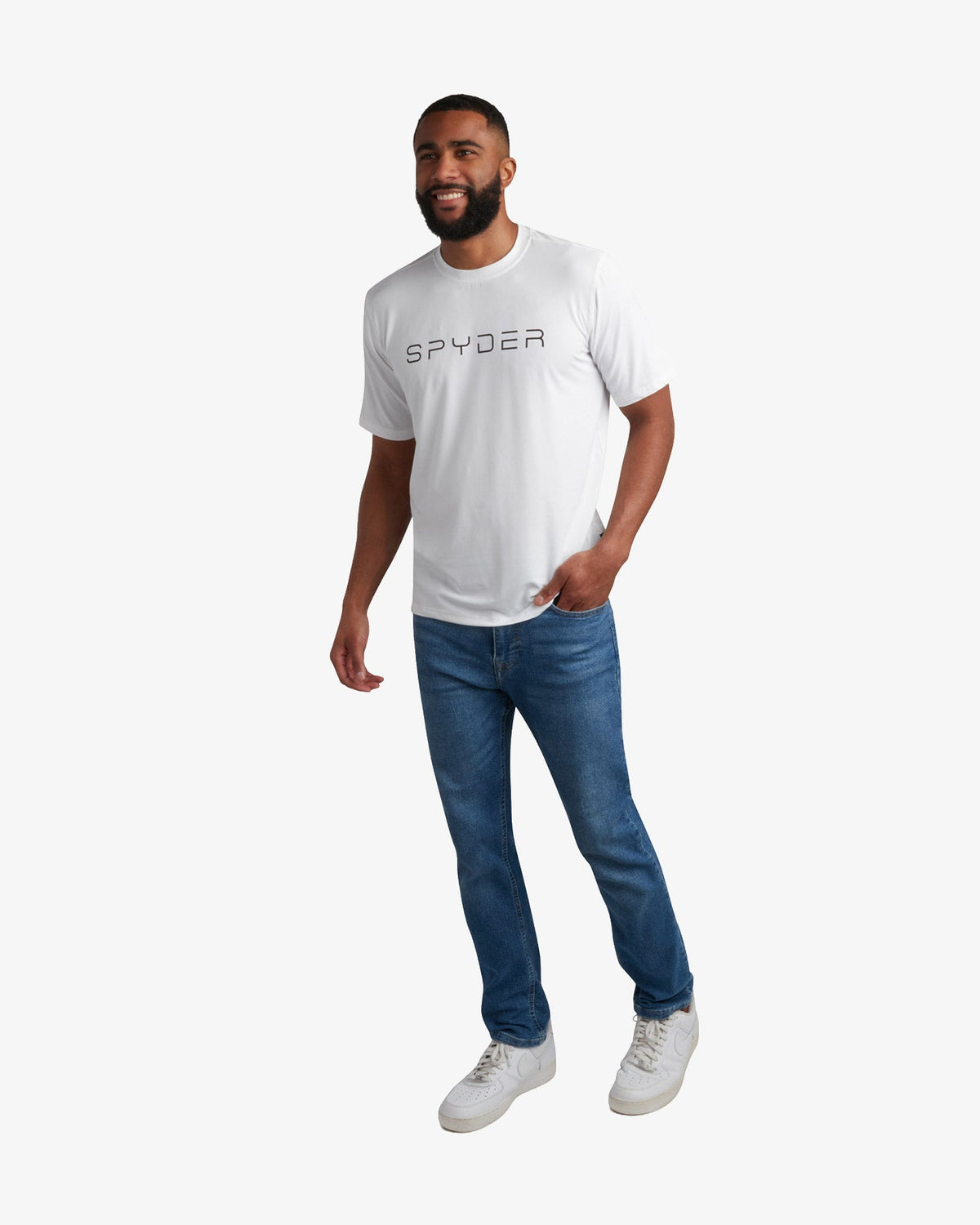 Men's Short Sleeve Wordmark Tee - White | Spyder Tops
