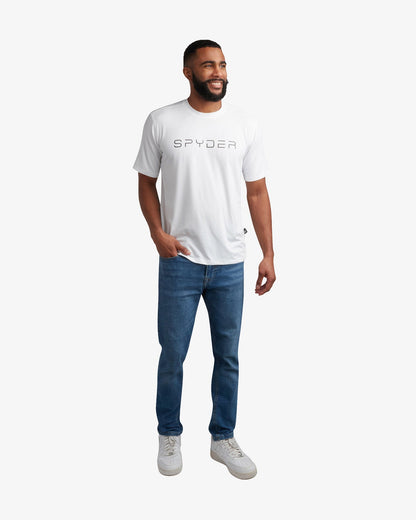 Men's Short Sleeve Wordmark Tee - White | Spyder Tops