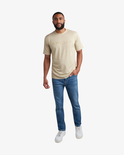 Men's Short Sleeve Wordmark Tee - Stone | Spyder Tops