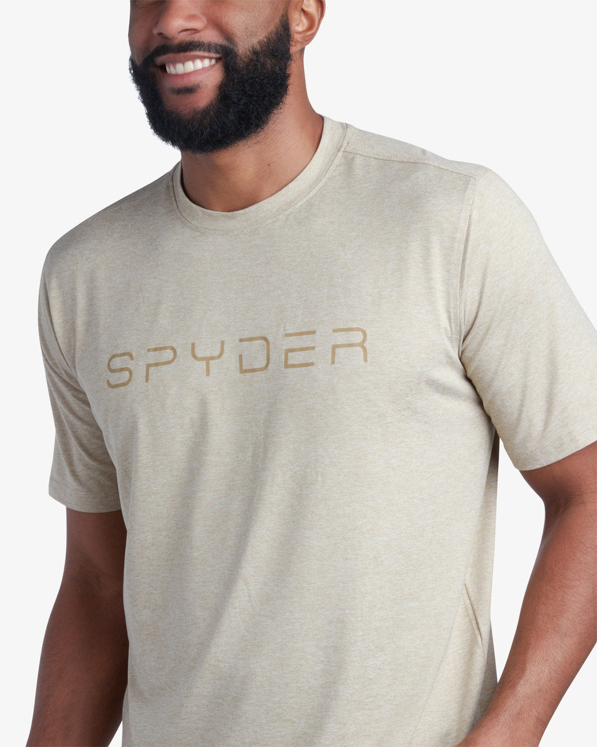 Men's Short Sleeve Wordmark Tee - Stone | Spyder Tops