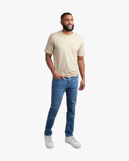 Men's Short Sleeve Wordmark Tee - Stone | Spyder Tops