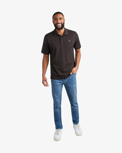 Men's Short Sleeve Tech Polo - Heather Black | Spyder Tops
