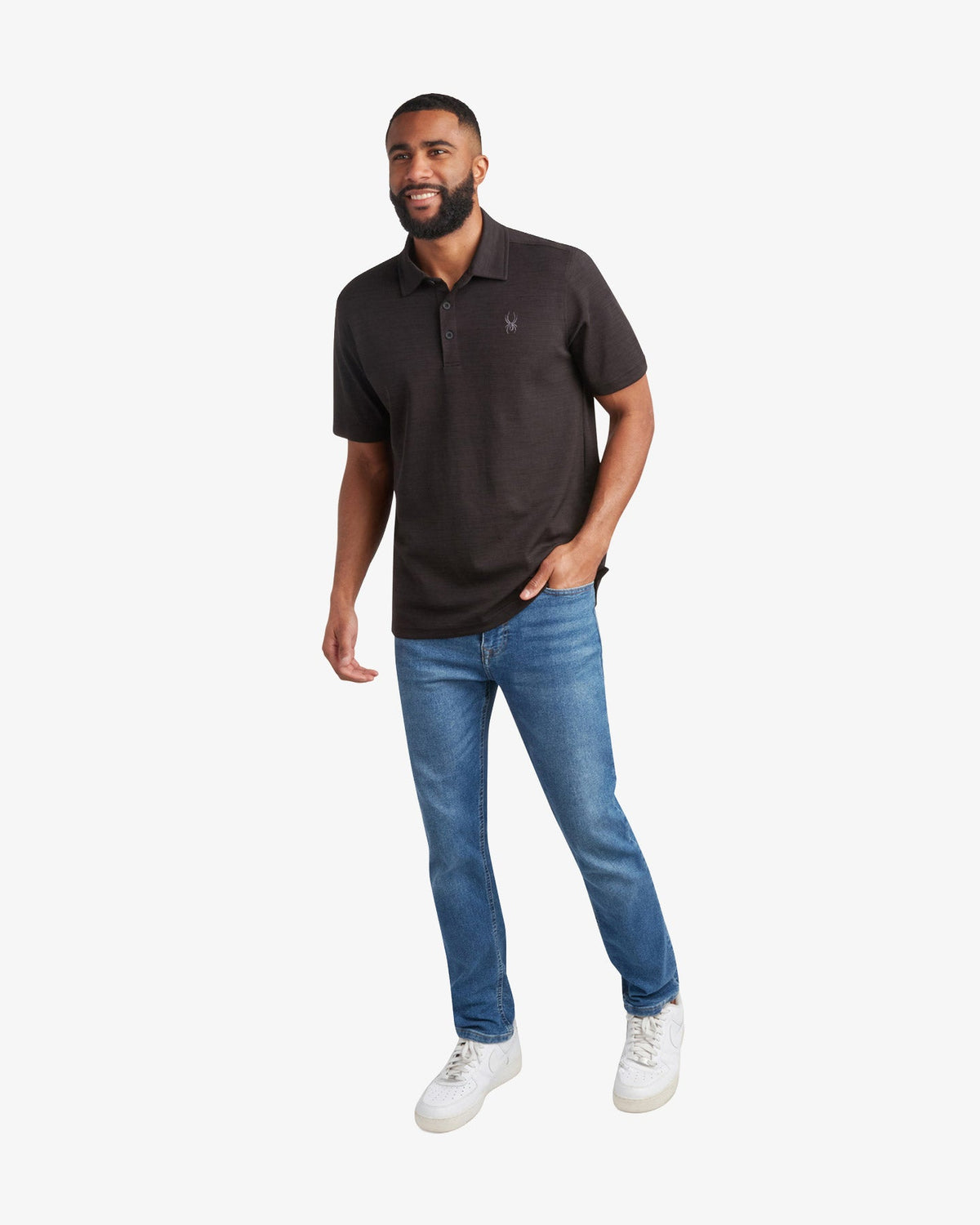 Men's Short Sleeve Tech Polo - Heather Black | Spyder Tops