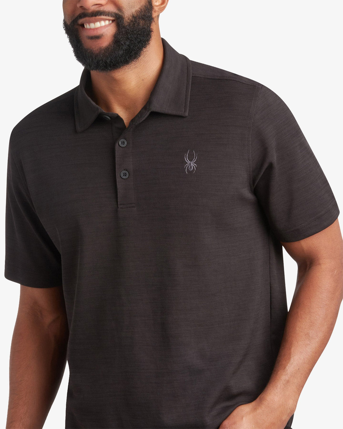 Men's Short Sleeve Tech Polo - Heather Black | Spyder Tops
