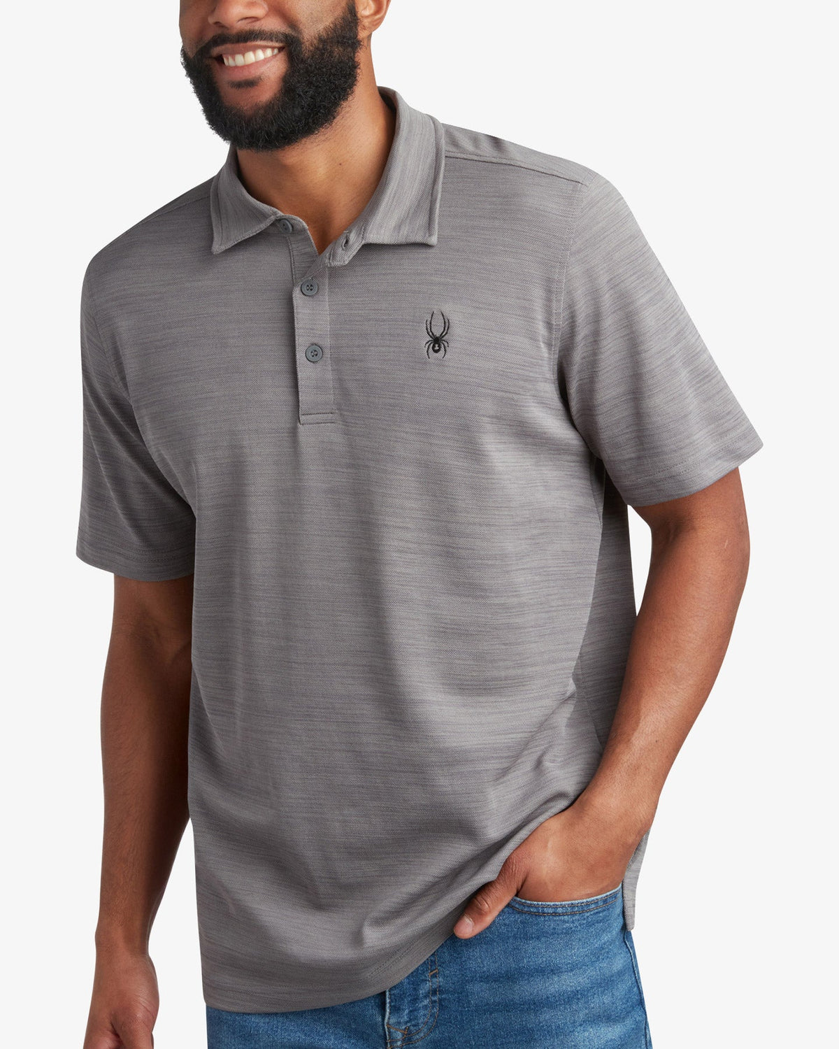 Men's Short Sleeve Tech Polo - Heather Gray | Spyder Tops