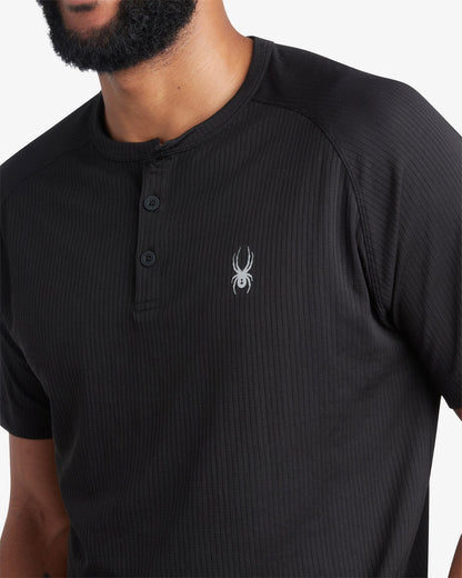 Men's Short Sleeve Henley - Black | Spyder Tops