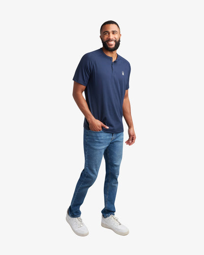 Men's Short Sleeve Henley - Navy | Spyder Tops