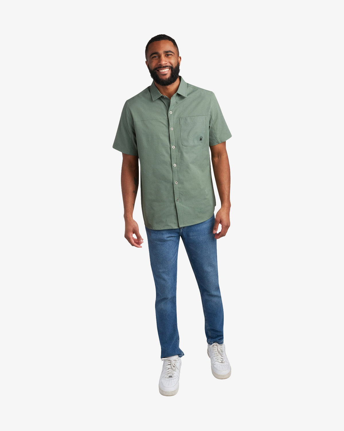 Men's Short Sleeve Ripstop Polo - Spruce Green | Spyder Tops