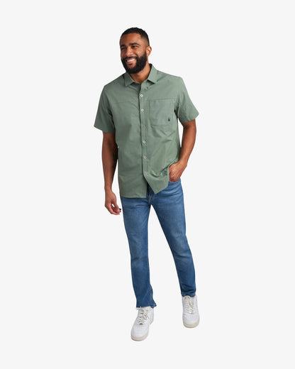Men's Short Sleeve Ripstop Polo - Spruce Green | Spyder Tops