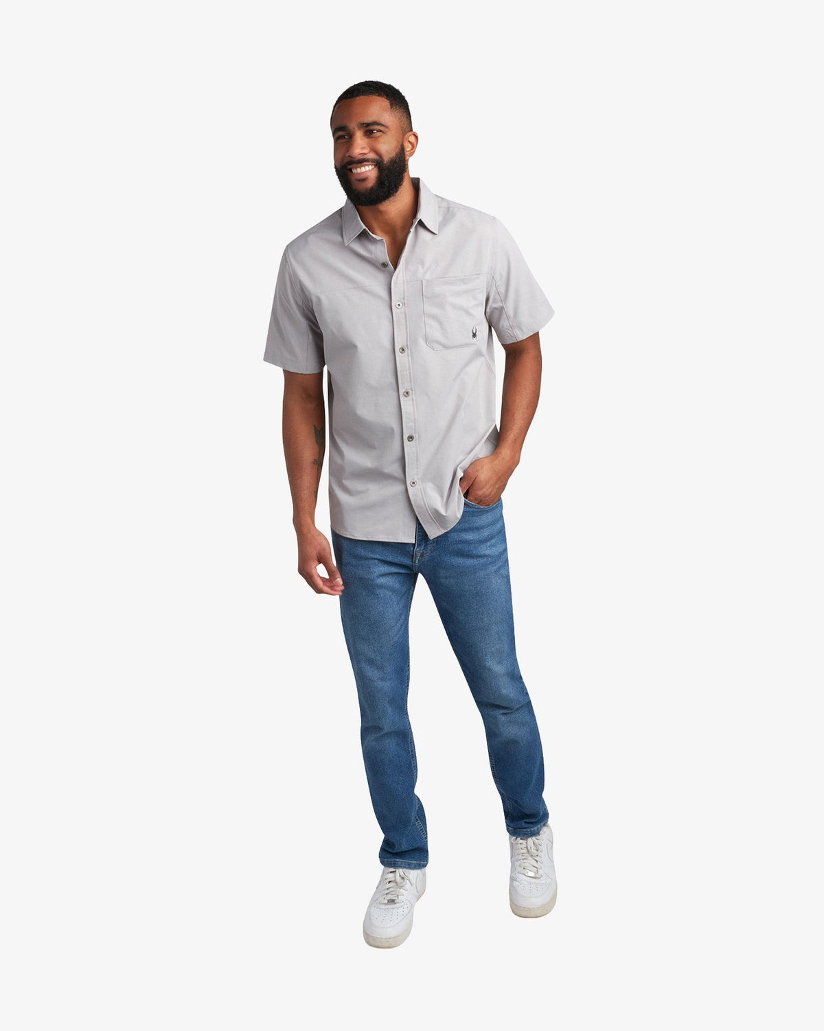 Men's Short Sleeve Ripstop Polo - Pewter | Spyder Tops