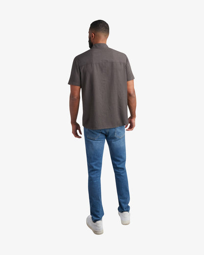 Men's Short Sleeve Mini Check Polo - Heather Black | Spyder Tops