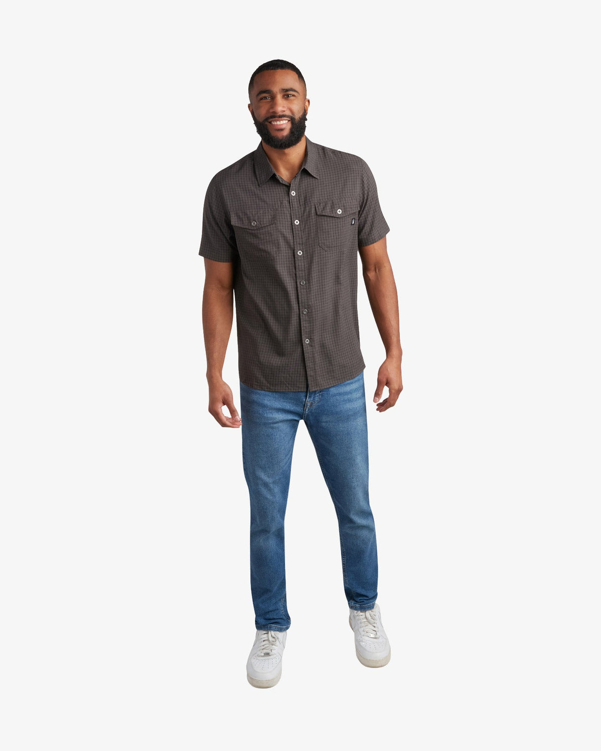 Men's Short Sleeve Mini Check Polo - Heather Black | Spyder Tops