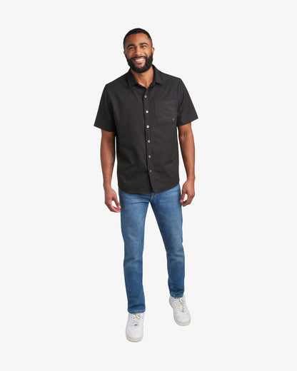 Men's Short Sleeve Ripstop Polo - Black | Spyder Tops