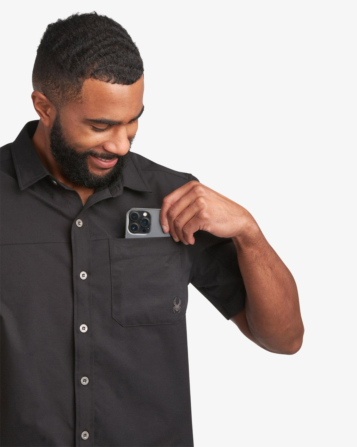 Men's Short Sleeve Ripstop Polo - Black | Spyder Tops