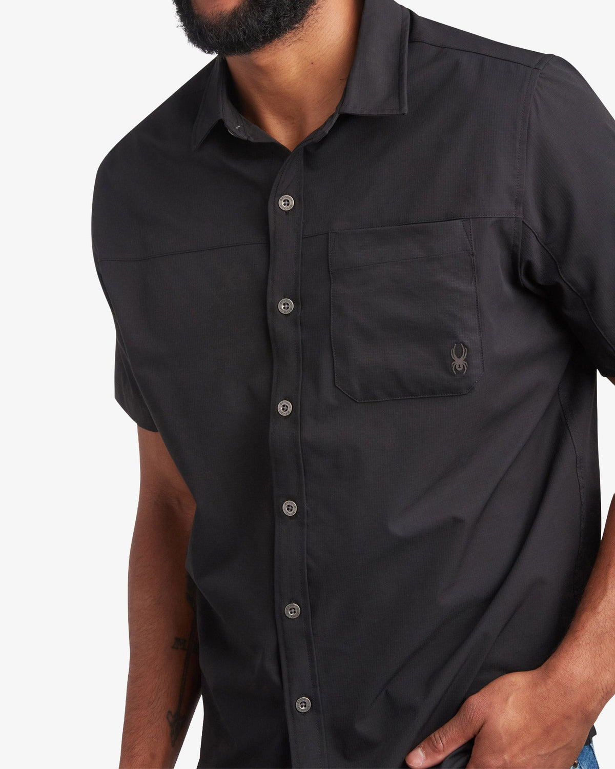 Men's Short Sleeve Ripstop Polo - Black | Spyder Tops